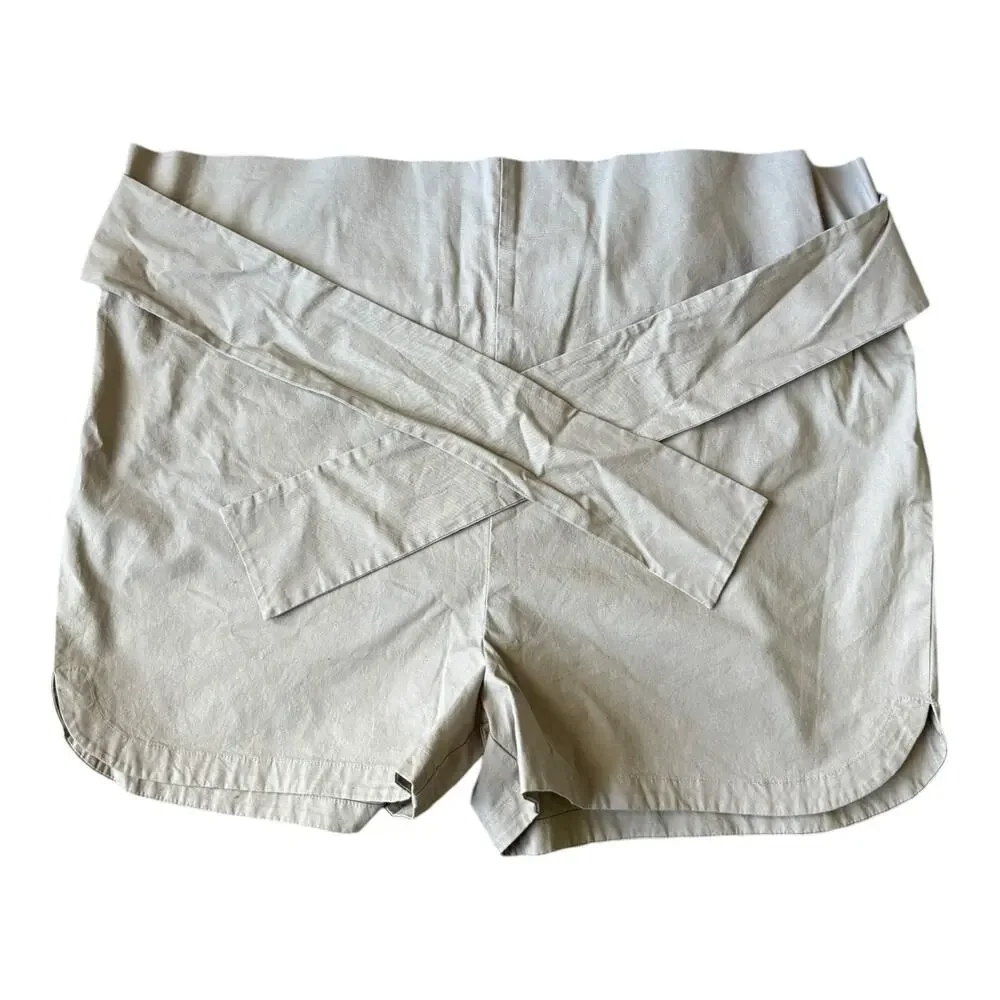 NWT Kate Spade Saturday Paper Bag Belted Shorts high rise mushroom size Medium